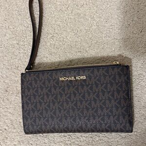 Michael Kors Monogram Brown Wristlet